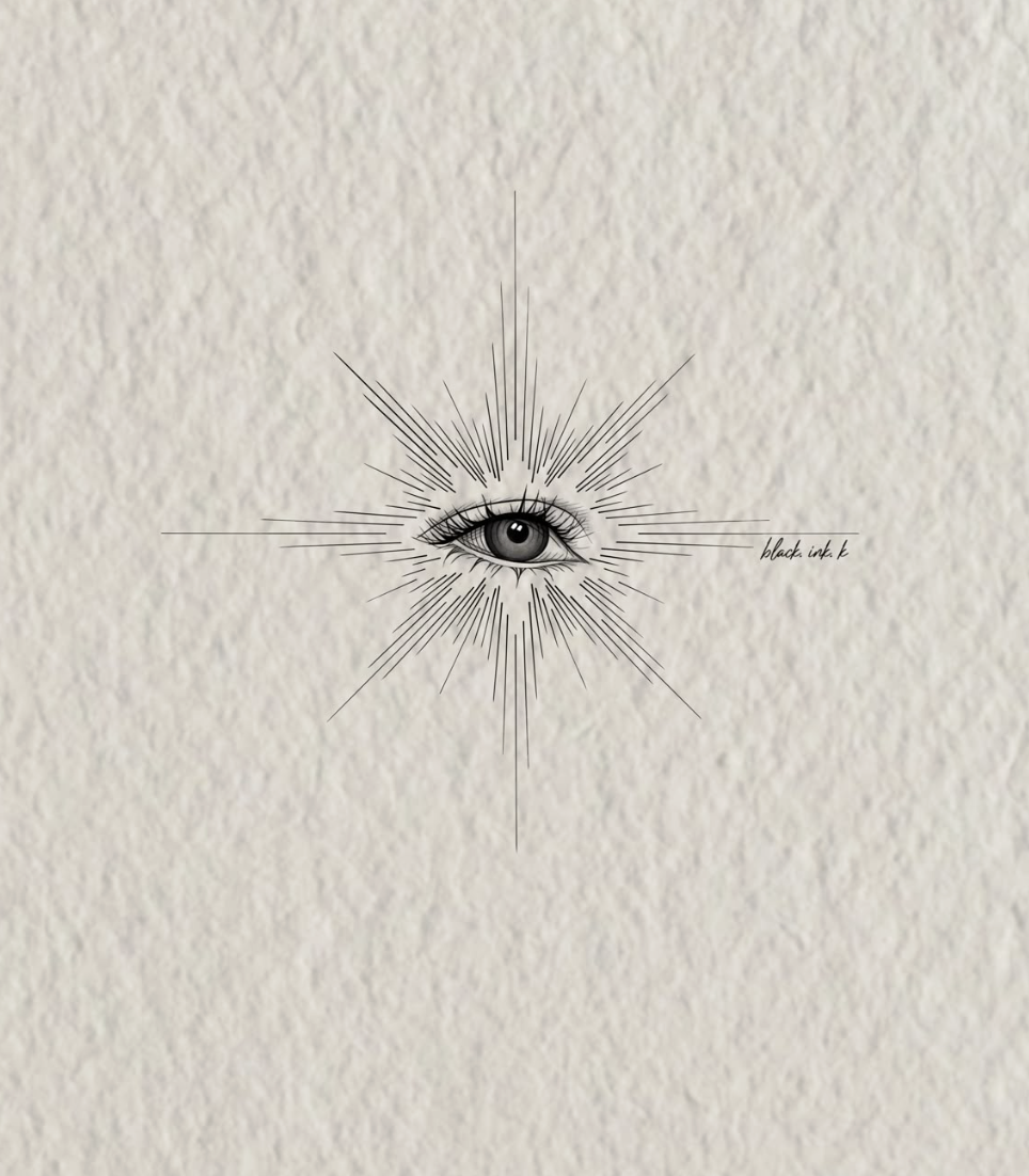 Eye with radiating lines illustration